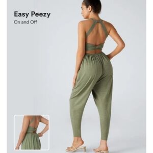 HALARA Olive Green Jumpsuit Medium Open Back